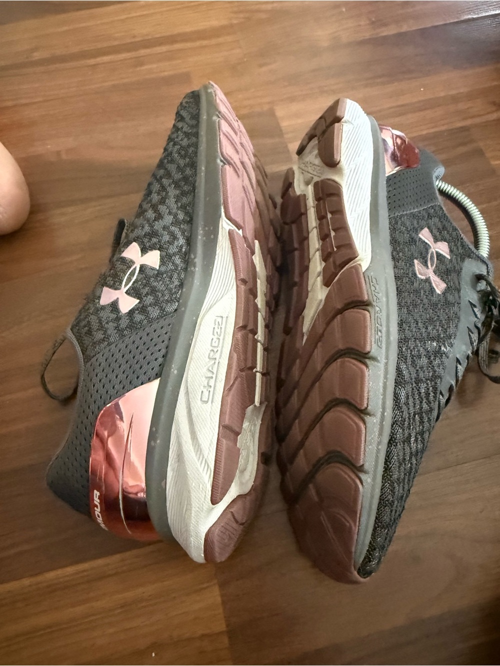 Under Armour Women's Charged Knit Running Shoes - Gray with Pink